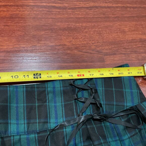 Widow Green Black Plaid Lace Trim Mini Skirt Gothic Grunge Plus 2X NWT - Picture 3 of 8